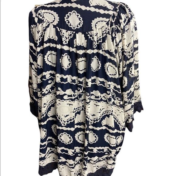EN CREME, Blue & White, Kaftan/Cardigan, crochet lace, Size L, Oversized - Picture 2 of 10